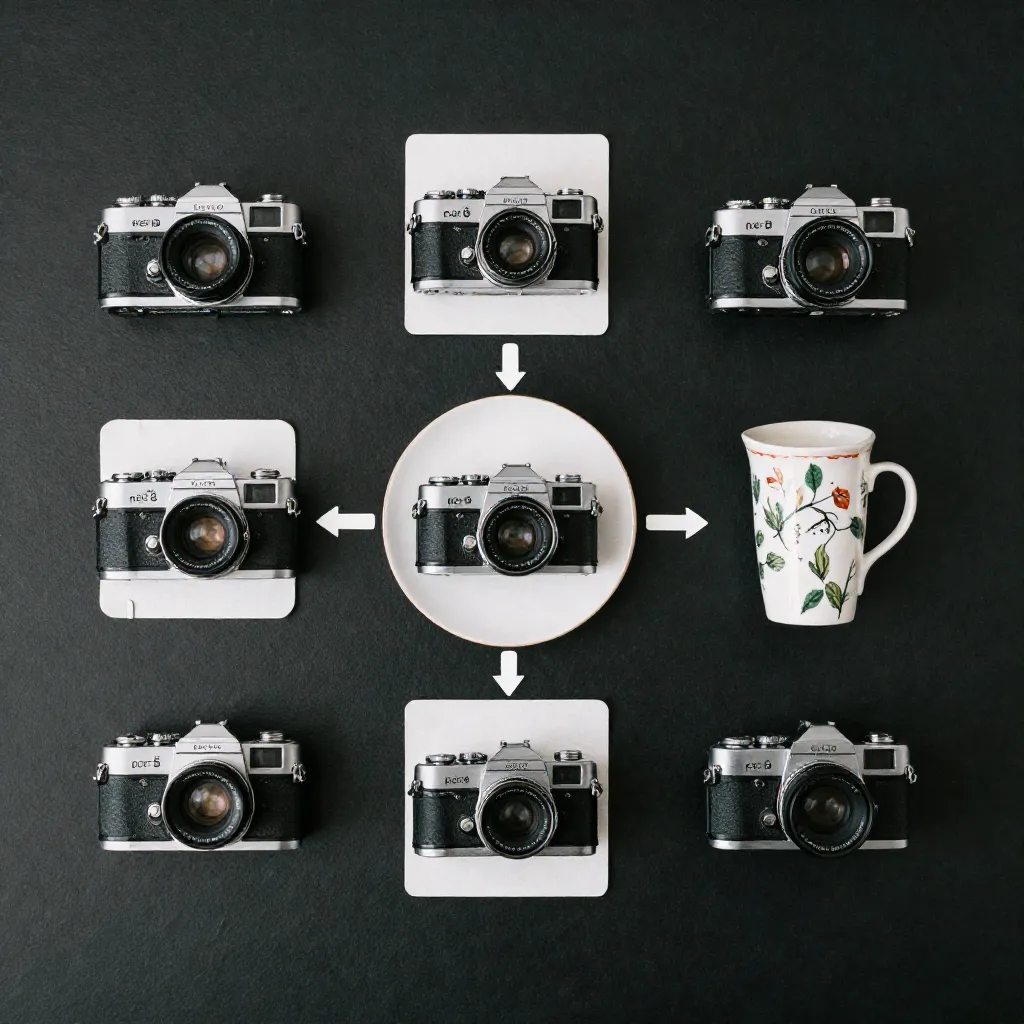 Ceramic cup beside folded textile